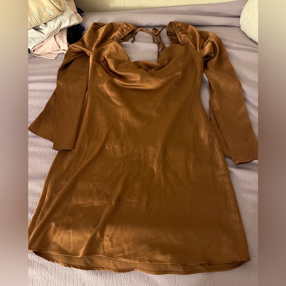 Brown Tie Back Dress